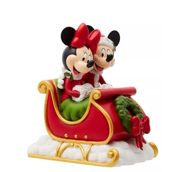 Disney Showcase HOLIDAY MICKEY AND MINNIE IN SLEIGH FIGURINE 6015327 Enesco - Picture 1 of 4